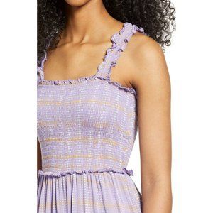 Bp. Smocked Crop Jumpsuit, Size 3X - Purple Geo Dot